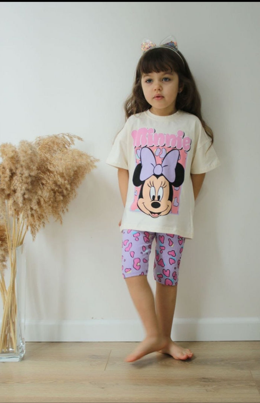 طقم بناتي قطن minnie