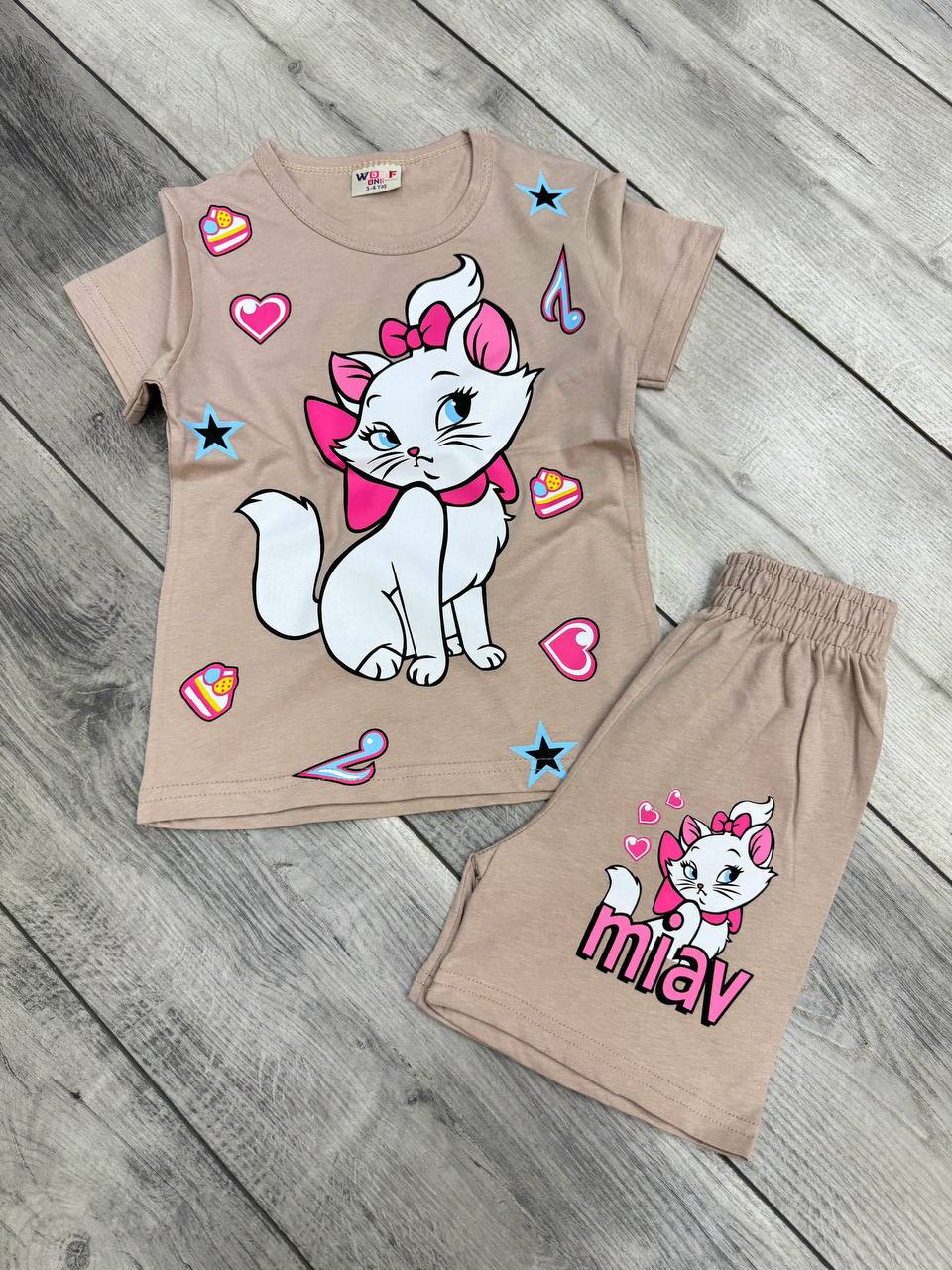 طقم بناتي قطن Cat