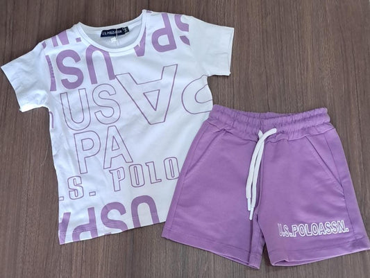 طقم بناتي قطن U.S. POLO ASSN