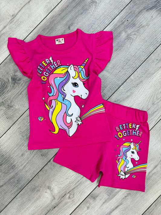 طقم بناتي قطن Unicorn