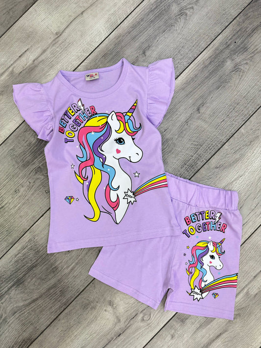 طقم بناتي قطن Unicorn