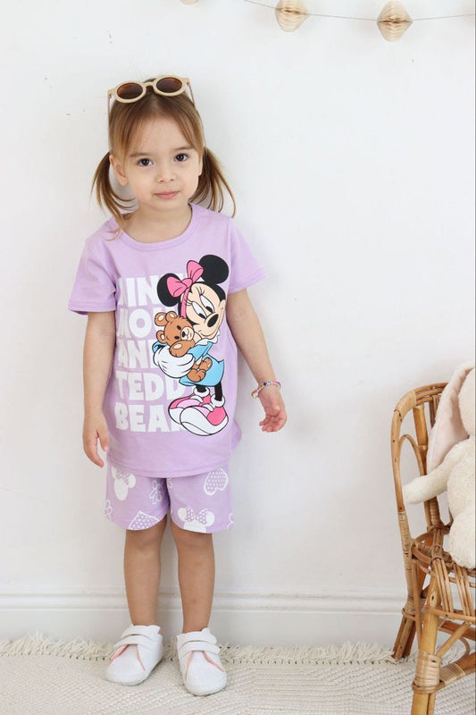 طقم بناتي قطن minie mouse